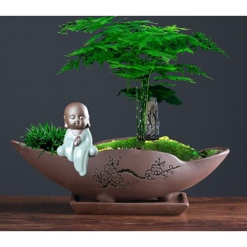Special Clearance Stoneware Purple Clay Flower Pot Succulent Bonsai Pot Butterfly Orchid Pot Orchid Asparagus Plant Pot