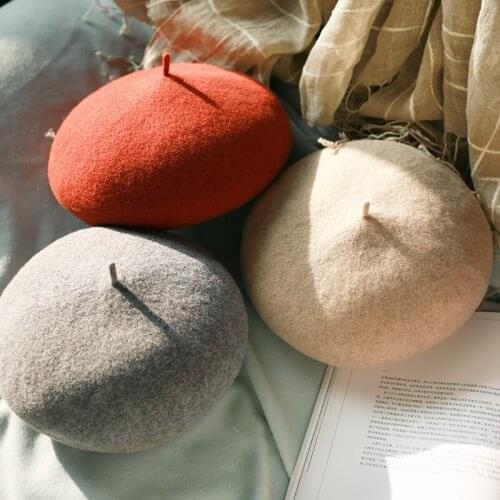 2021 Korean Hat Winter Warm Wool Painter Hat Custom Japanese Outdoor Leisure Womens Beret Beanies for Women