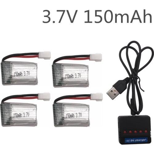 Limskey H2 H8 U207 H8 H48 Mini 3.7V 150mAh Lipo Battery4pcs and Charger for H8 Mini Quadcopter Plane Helicopter