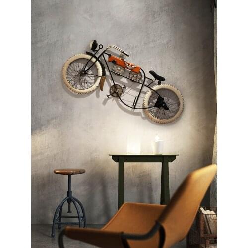 Restoring ancient ways The bicycle model Wrought iron Wall decoration pendant Arts and crafts 3D metal wall decor display shelf