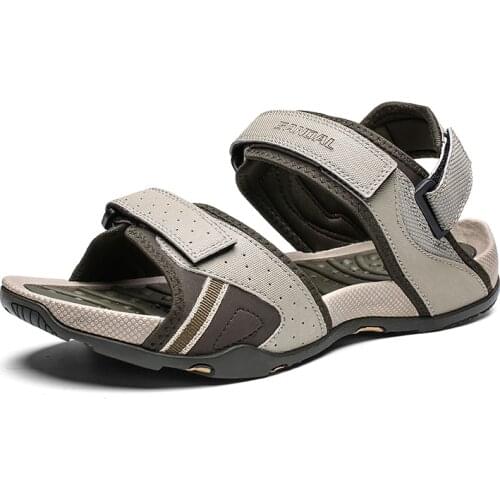 Mens Sandals Beach Shoes Summer Loop Toe Breathable Non-Slip Male Sandal Plus Size 39-46 Fashion New High Quality Lightweight
