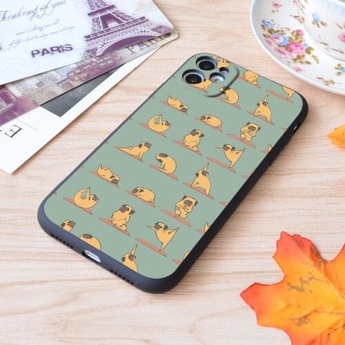 Pug Yoga Print Soft Silicone Matt Case For Apple iPhone Case