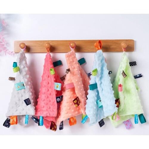 Babys soft cotton soothing towel, pacifier, newborn comfort sleep care, hugging blanket toy with color label shower