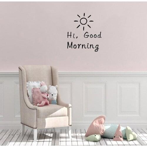 Ins Korean style Hi Good Morning Sun Wall Sticker Home Decor Stickers For Bedroom Living Room Bar Removable Wallpaper ov478