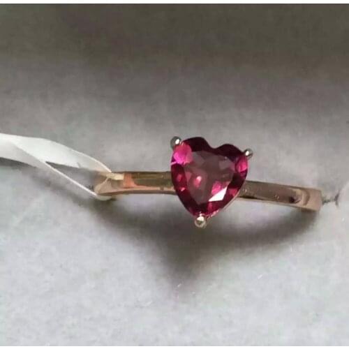 Natural red garnet gem Ring Natural gemstone Ring 925 sterling silver trendy simple Romantic heart women wedding Jewelry
