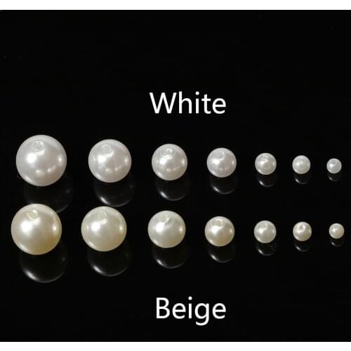New 200pcs White Beige Color Imitation Pearl Beads 4/5/6/8/10mm Loose Beads Diy Jewelry Making Handmade Beading Hairpin Findings
