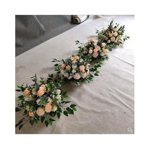 The new simulation road priming background decoration flower ball catwalk flower row wedding reception area flower wedding props