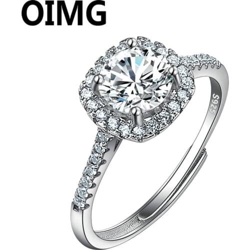OIMG 2021 new Moissanite simulation diamond ring luxury square package one carat opening female ring jewelry BB-14