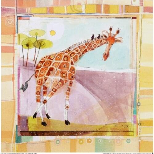 Great print Paint picture Free Shipping Paintings Africa Giraffe Oil Paintings For kids Living Room