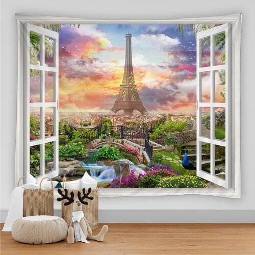 Paris Iron Tower landscape Tapestry Indian Mandala Tapestry Wall Hanging Tapestries Boho Bedroom Wall Rug Couch Blanket 8 Size