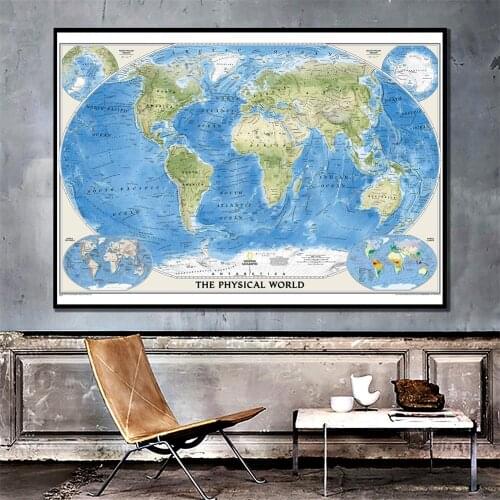 The World Physical World With World Climate And Tectonics Map Wall Decor Canvas Painting For Home/Office Wall Decor