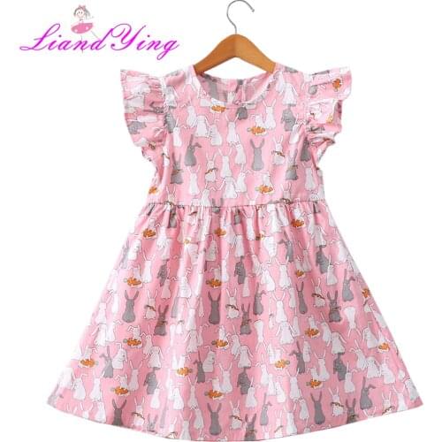 Girls Dress 2020 New Summer Brand Girls Clothes Cotton And Ball Rabbit Design Baby Girls Dress Party Dress For 2-12 Years