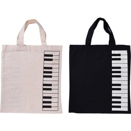 Portable Keyboard Pattern Music Score Bag Cotton Bag Linen Musical Bags Music Sheet Guidebook Notebook Handbag Shopping Bag