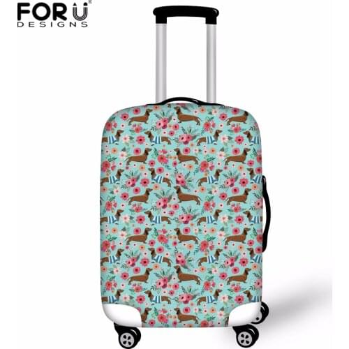 FORUDESIGNS Travel Luggage Suitcase Protective Cover Dachshund Dog printed Stretch Dustproof Protective Cover Suitcase Cover