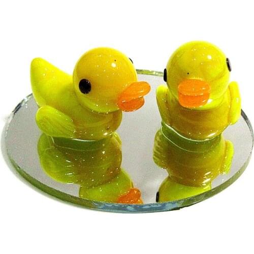 Handmade miniature glass Yellow duck figurine Cartoon poultry animals Ornament Fairy Garden Home table top Decor art Accessories