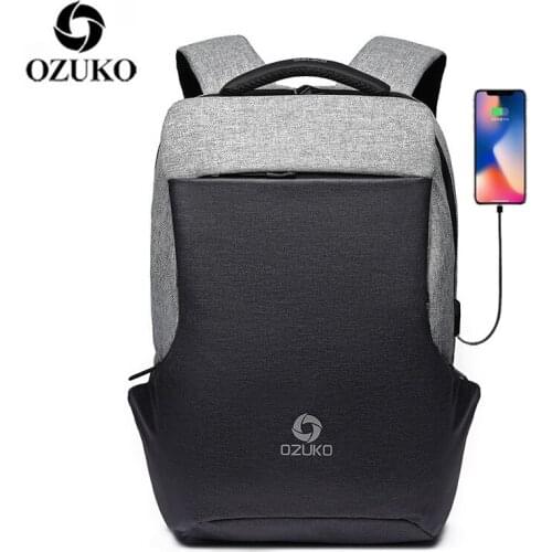 OZUKO Backpack for Men Laptop 15.6 Inch USB Charging Male Backpacks Schoolbag for Teenager Waterproof Women Travel Bag Mochila