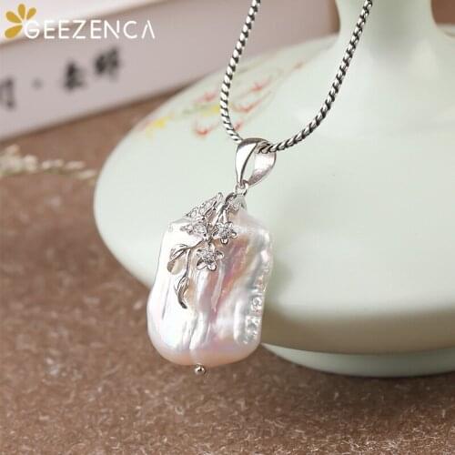 S925 Silver Baroque Pearl Pendant For Women Flower Butterfly Fine Jewelry Necklace Pendants Without Chain Valentines Day Gifts