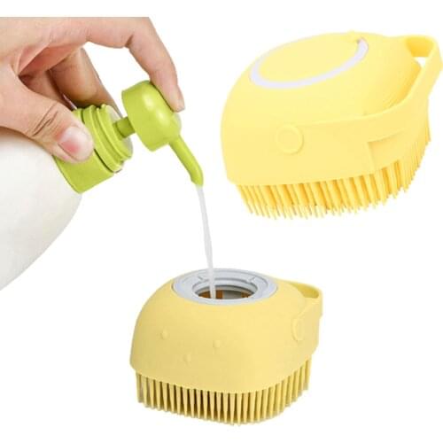 Pet Dog Shampoo Brush Silicone Shower Massage Scrubber Body Skin Exfoliating Scrubbing Pet Dog Cat Silicone Bath Massage Brush