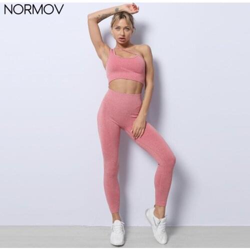 Normov Fitness Sports Suits Seamless Sets Women Clothing High Waist Booty Leggings Sports Bra Running Athletic Wear Yoga Set