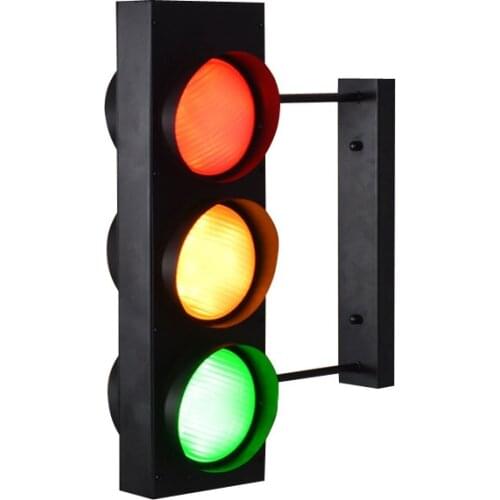 Restaurant cafe bar counter creative decoration personality industrial retro double-sided traffic light warning wall lights