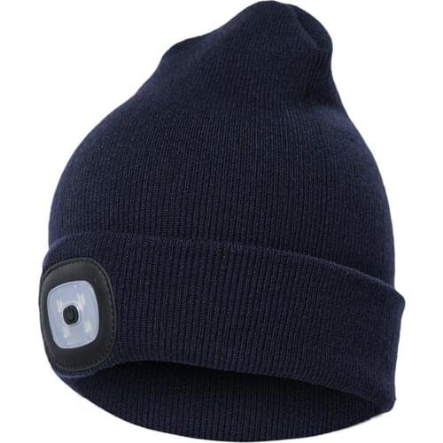 LED Lighted Cap Warm Beanies Hands Free Battery Type Fishing Running Beanie Hat Flash Headlight Camping Caps Lighted Hats