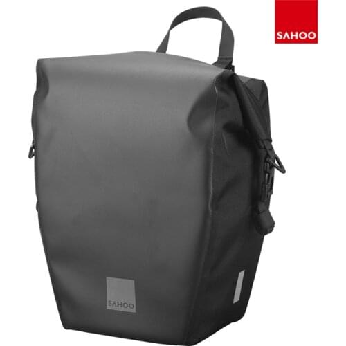 Sahoo 1PC Water Proof 10L 20L Roll-top Bicycle Luggage Carrier Bag Rear Rack Trunk Pannier Light Reflective W/ Shoulder Strap