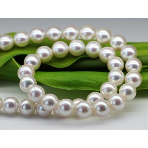 Japan Akoya natural seawater pearl necklace imported light glass mirror round 8-8.5MM mother GIFT