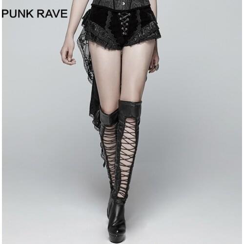 PUNK RAVE New Gothic Swallow Tail Dressshorts Fashion Retro Lacing Victorian Sexy Palace Women Shorts Skirt Novelty Visual Kei
