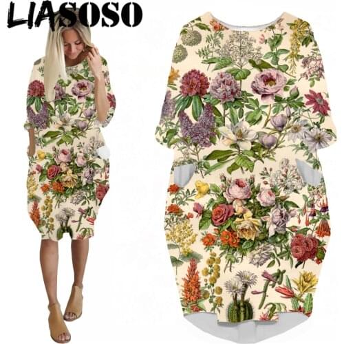 LIASOSO 2021 3D Print Streetwear Women Oversize Dresses A Line Mini Dress Wrap Sundress Robe