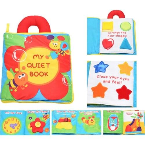 1PCS Baby Toy Soft Cloth Book Infant Early Learning&Education Stroller Rattle Toy 0-36 Months Newborn Activity Book