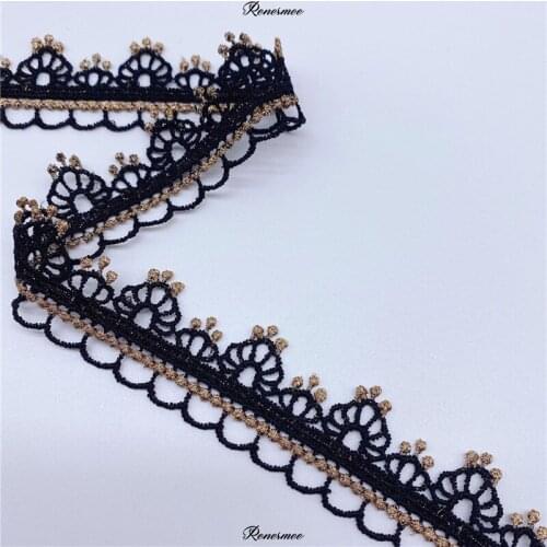 10Yards Embroidery Lace Gold thread Wearable Webbing Handmade DIY Polyester Gold bar Code Lace Decorative Lace Trims 2.6cm