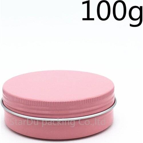 100Pcs 100g pink Aluminum Jar With Lid Cosmetic jars Empty Cosmetic Containers, 100ml Containers Cream Jars