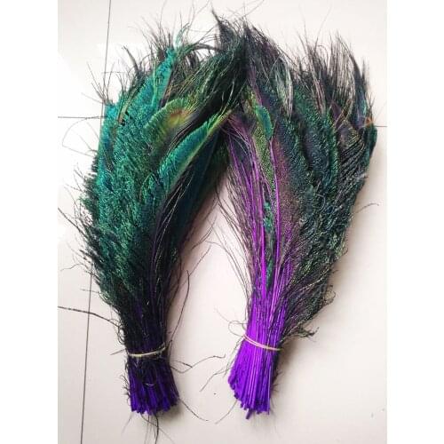 100 units / lot! 30-40 cm 12-16 inches long sword purple peacock feather decoration wedding