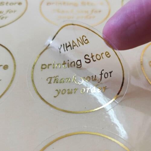 100 piece transparent foil gold label logo custom sticker