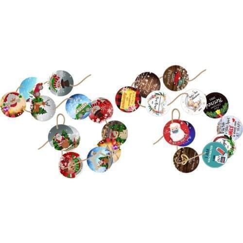 2022 New Year Christmas Wooden Ornaments Hanging Round Shape Christmas Tree Pendant DIY Wood Crafts Pendant Home Party Decor