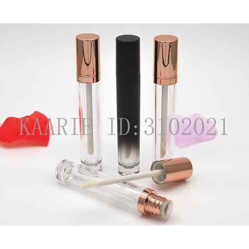 5.5ML Black Plastic Empty Cosmetic Lip Gloss Tube, Gold High Quality Portable Professional Lip Oil Bottle, Liquid Lipstick Tube