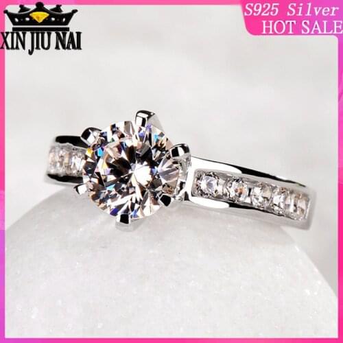 925 sterling silver rings for women Pure Solid Silver Rings Set Big Engagement Ring Real Silver Wedding Rings for Women