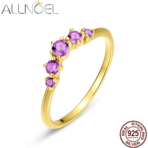 ALLNOEL Solid 925 Sterling Silver Ring Natural Amethyst Rings For Women Beautifu Light Luxury Fine Jewelry 2021 New US Size 6