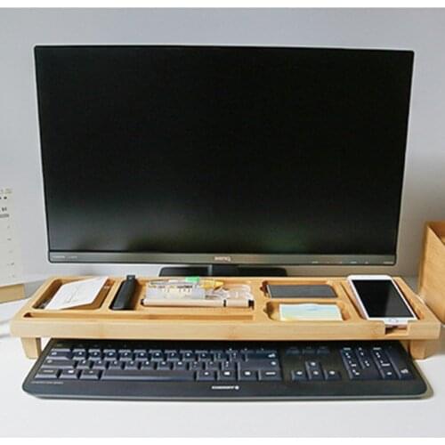 Bamboo Computer Keyboard Holder Modern Style Natural Wood Office Organizer Creative Table Storage Rack for Sundries/Stationary