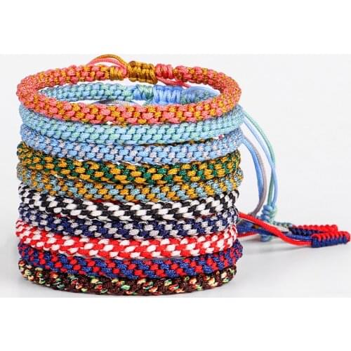 Bohemian Tibetan Woven Rope Friendship Bracelet for Women Men String Chain Adjustable Lucky Rope Corn Knot Bracelet Jewelry