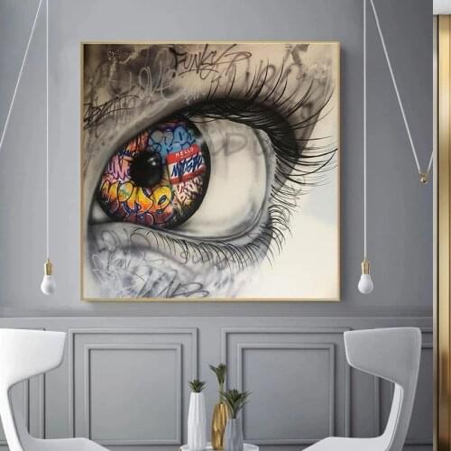 Big Eye Graffiti Art Modular Posters and Prints on Canvas Painting Wall Art Picture for Living Room Nordic Cuadros Home Decor