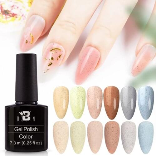 BOZLIN Macaron Sand Color Gel Polish Semi Permanent Soak Off LED UV Gel Varnishes Nails Art Manicure With Matte Base Top Coat