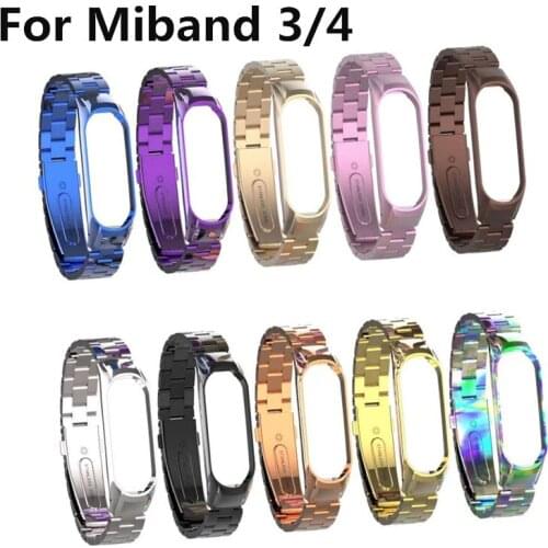 Wristband For Xiaomi Mi Band 3 4 Strap Smartwatch Mi band Miband 4 3 Wrist Bracelet with case Metal steel Stainless watch Strap