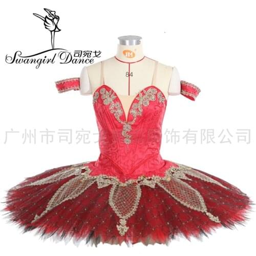 Split Red Black La Esmeralda ballet tutu for competition child professional ballet stage costumes platter tutu dress LT0022