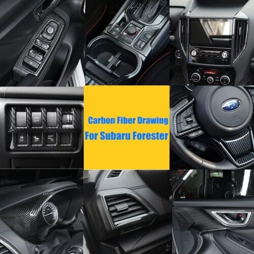 For Subaru Forester SK 2019 2020 Interior Accessories Carbon fiber black ABS Decoration Cover Tim