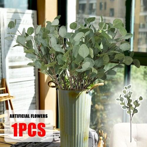 European Style Artificial Flower Eucalyptus Leaves Semi-manual Artificial Green Plants Wedding Home Decor Whole Length 65CM