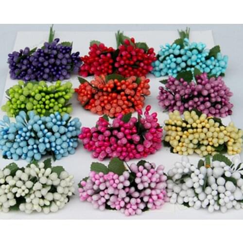 12Pcs/lot Stamen Sugar Artificial Flowers Cheap Fake Flowers For Wedding Decoration DIY Wreath Scrapbooking Craft Fake Flower