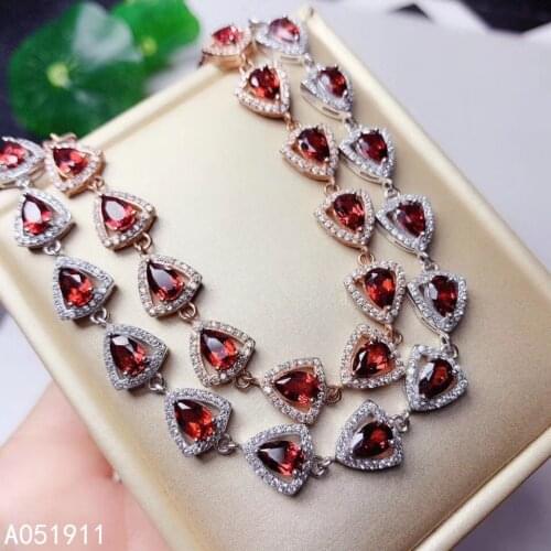 KJJEAXCMY fine jewelry natural Garnet 925 sterling silver new women hand bracelet support test popular