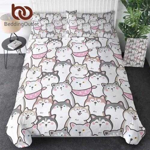 BeddingOutlet Dog Duvet Cover Set Cartoon Animal Bedding Set for Kids Watercolor Puppy Bedspread Pink Bib Cute Bed Cover 3pcs