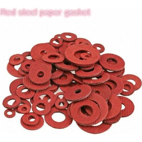 Red Steel Paper Insulating Flat Washer Insulation Plain Gasket Pad Ring Spacer M2 M2.5 M3 M4 M5 M6 M8 100pcs each